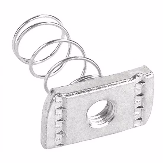 Fabriqué en Chine, acier au carbone, acier inoxydable, profil en aluminium, accessoires mécaniques solaires, écrou avec plaque à ressort plaqué zinc